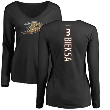 Black Women's Kevin Bieksa Anaheim Ducks Backer Long Sleeve T-Shirt -